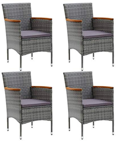 HUAKEHOM Gartenstuhl Garten-Essstühle 4 STK. Grau Balkonstuhl Gartensessel Poly Rattan (Grau)