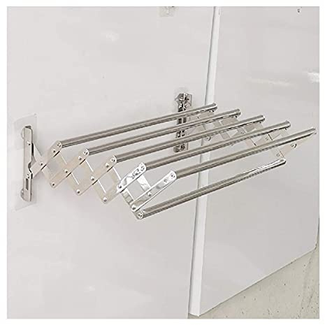 USZWBY Towel Rack Wall Mount Telescopic Folding Dryer Rack Clothes Airer 304 Stainless Steel Indoor and Outdoor 6 Rail for Bathroom Beautiful Scenery