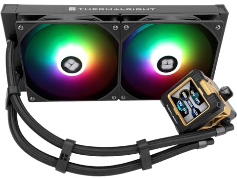 TR FW280 ARGB negro AIO CPU líquido refrigerante, pantalla LCD IPS con resolución 320 x 240, para AM4/AM5/Intel LGA1700/1851, pantalla LCD de absorción de sonido magnética de 2,4 pulgadas