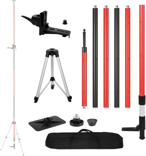 Mountlaser Barre de nivellement laser télescopique avec trépied extensible jusqu'à 4,2 m avec support laser de 1/4 x 20, avec écrou adaptateur 5/8-11, rouge