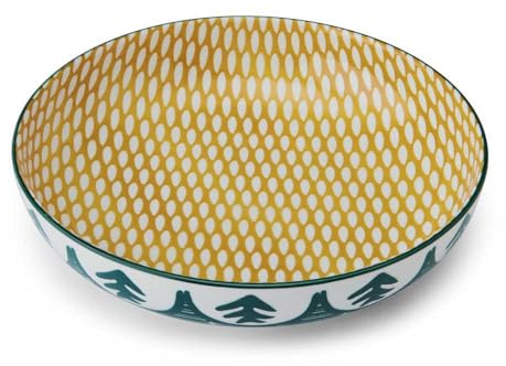 Steingut-Schüssel mit grünem Blattmuster von Mikasa, 21 cm