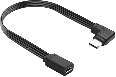 JSADZKJ Right Angle USB C to Micro USB Cable,Extra Flexible USB C Male to Micro USB Female Cable,90 Degree Short Type C to Micro Flat Cable for Cell Phones,Laptops,MP3 Players-1.64Ft（Right）