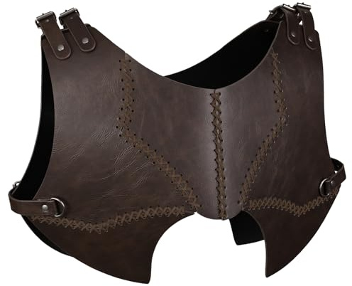 HiiFeuer Mittelalterlicher Kunstleder Brustpanzer, Retro Söldner Ritter Bogenschütze Körperpanzer, Verstellbare Rüstung für LARP Kostüm& Ren Faire/Karneval