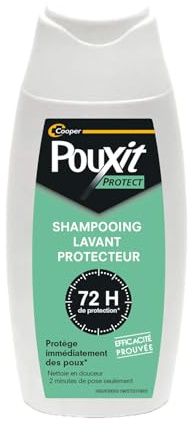 POUXIT - Protect - Shampooing 2 en 1 lavant et protecteur 72H - Protège immédiatement des poux - 2 minutes de pose seulement - Flacon de 200 ml
