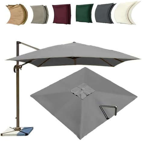 ZYXQQJ 4x3M Rectangulaire Auvent De Rechange pour Parasol Déporté 8 Baleines Toile De Rechange pour Parasol De Jardin Extérieur(Gray,4x3m/13x9.8ft)