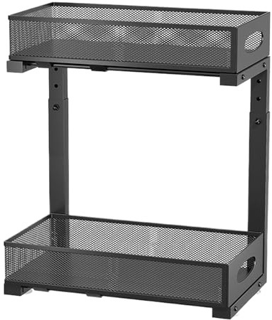 Organizzatore sotto mensola, scaffale estraibile a 2 livelli, organizer per cassetti scorrevoli, 50 x 39,8 x 20,5 cm, lavello multiuso, per bagno e cucina, articoli da toeletta ideali, detergenti e