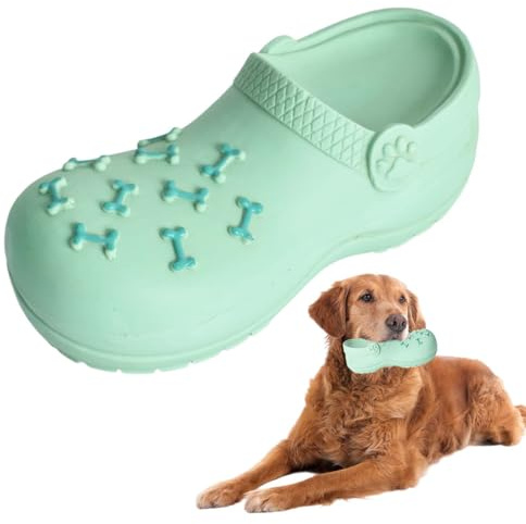DEARBAG Giocattoli da Masticare per Cani a Forma di Pantofola, Gomma Naturale Resistente, Squeak Interattivi Gioco per Cane per Piccola, Media, Grande Taglia Masticatori Aggressivi (Verde)
