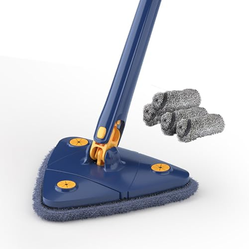 Kabxhueo Microfibra Mocio Pavimenti Professionale 360° Twist Mop– Mop lavapavimenti con Sistema di strizzatura Automatica Integrato–per Casa, Cucina, Legno Duro, Laminato, Ceramica,Blue (4 Sheets)