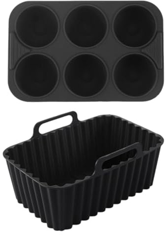 2PCS Rectangulares Molde Silicona Freidora De Aire, 18,5x12x3,3cm Multiusos Reutilizables Moldes Silicona Air Fryer, Incluyen 1 Molde Rectangular Para Tartas, Gelatinas Y Pudines