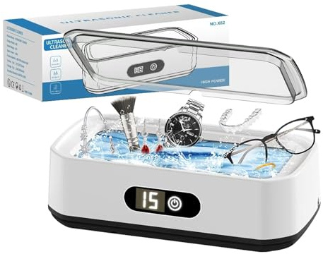 PlsMupn Limpiador Ultrasónico 49000Hz, Ultrasonidos Limpieza 650ml Limpiador Ultrasonidos Profesional con 5 Modos de Tiempo para Gafas Joyas Relojes Dentaduras Razots