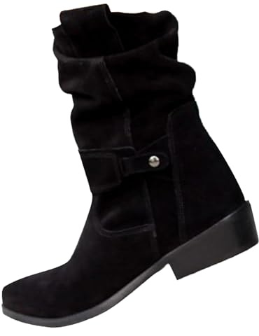 Gyaimxfu Stivali Donna Invernali Autunnali, Texani Cowboy Stivali Alti Classico Scarpe Al Ginocchio Stivaletti Con Tacco Punta Stivaletti Equitazione Elegante