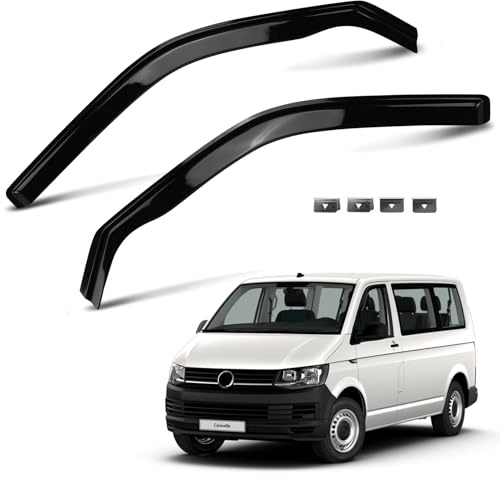 Windabweiser Seitenscheiben Kompatibel mit VW Transporter T5 2003-2015 | T6 2015-2020 | T6.1 2020- | Hochwertiger Acryl-Kunststoff | Selbstklebende Montage