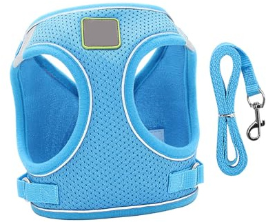 SHINEOFI Pet Vest Harness Set Piccola Xs Blu Pettorina Traspirante e Riflettente con Guinzaglio per Cuccioli Imbracatura Leggera e Resistente per Cani Protezione Torace e Comfort Outdoor