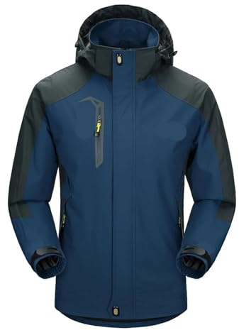 WAJJWI Män höstjacka utomhus sport vandringsrockar camping huva vindtät vattentålig regnfiske resor för vår, höst (färg: 3, XXL)