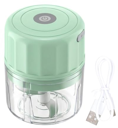 1 mini hachoir à ail électrique, 250 ml, grande capacité, moteur puissant, avec lame en acier inoxydable, pour couper les oignons, le gingembre, les légumes, les aliments pour bébé, vert
