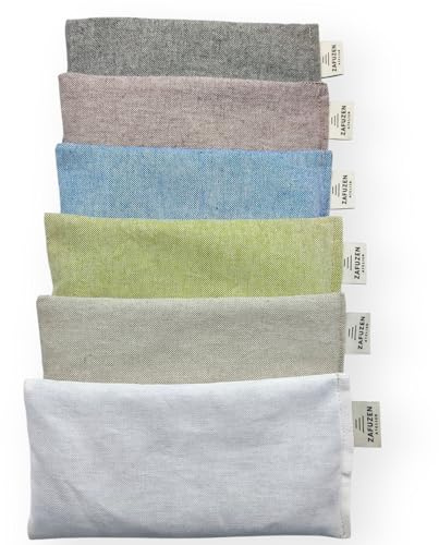 ZAFUZEN Pack 6 Almohadas para Ojos Full Palette– Cojines para Ojos con Flor de Lavanda Natural y arroz, algodón Natural, Yoga y meditación, relajación y Descanso