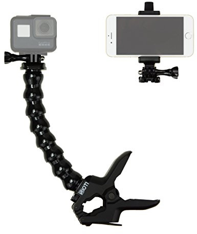 Jaws Flex Clamp Mount and Adjustable Goose Neck Compatible with Action Cameras iPhone Samsung and Most other Smartphone
