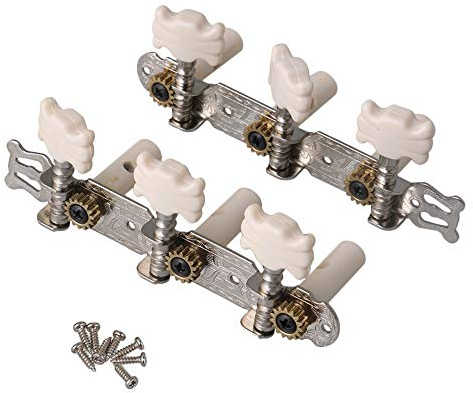 Yibuy Silver Kunststoff Griff Klassische akustische Gitarre Tuner Tuning Pegs Schlüssel links und rechts Stimmmechaniken 2 Stück