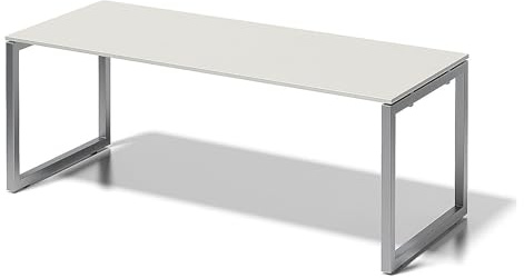 BISLEY Cito Schreibtisch, 740 mm höhenfixes O-Gestell, Metall, Gw355 Dekor Grauweiß, Gestell Silber, 80 x 200 x 85 cm