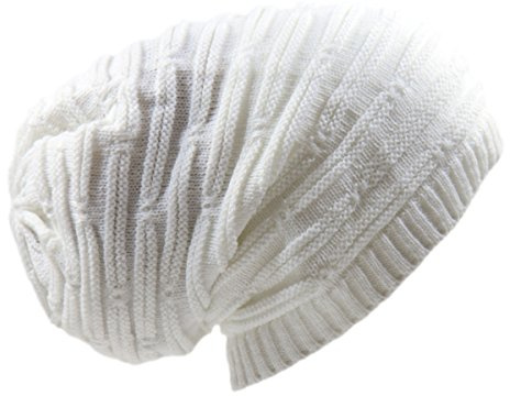 RW Rasta Stretch Long Beanie Hats (White)