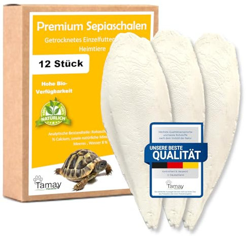 Tamay Sepiaschalen Premium 12 Stück I Optimale Kalzium u. Vitaminversorgung Nahrung, Futter für Reptilien, Schildkröten, Vögel I Sepia Schalen Terrarium Zubehör