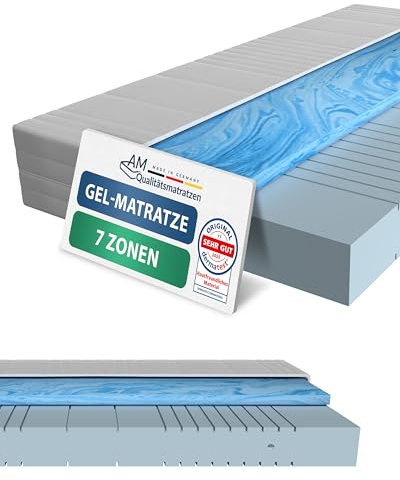 AM Qualitätsmatratzen 7 Zonen Gelmatratze 90x200 H2 - Made in Germany - Oeko TEX zertifizierte Memory Schaum Matratze 90x200-20 cm Hoch - Hybridschaummatratze 90x200 H2 mit 4cm Gelauflage