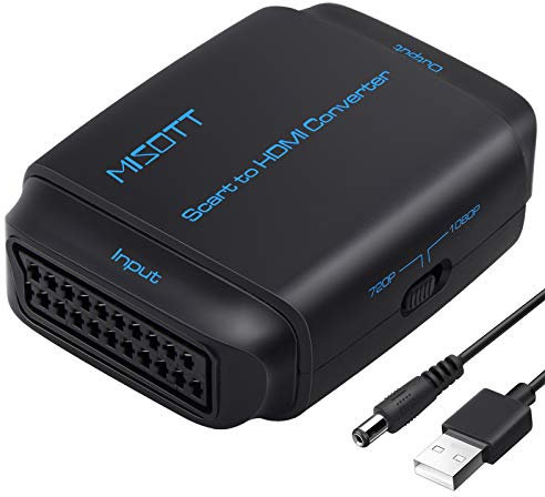 MISOTT Convertitore da Scart a HDMI, Adattatore Con Ingresso Scart e Uscita HDMI