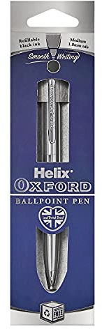 Helix Oxford Premium Ballpoint Pen (Stainless Steel) with Plastic Free Packaging, 209814
