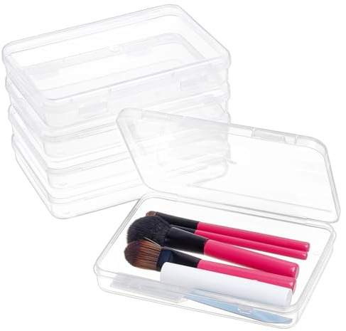 BENECREAT 5 Packungen 15x11x2.6cm Rechteck Große durchsichtige Kunststoffboxen mit Doppelschnallen für Karten, Sicherheitsnadeln, Perlen und andere Bastelbedarfsartikel