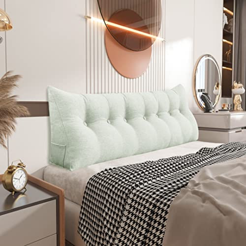 Johnear Rückenkissen Keilkissen Bett Lesekissen，Rückenlehne Kissen für Sofa Lendenkissen Bettkopfteil, Großes Dreieckige Bettkeil Bücherkissen Stützkissen (Weiß，200cm)