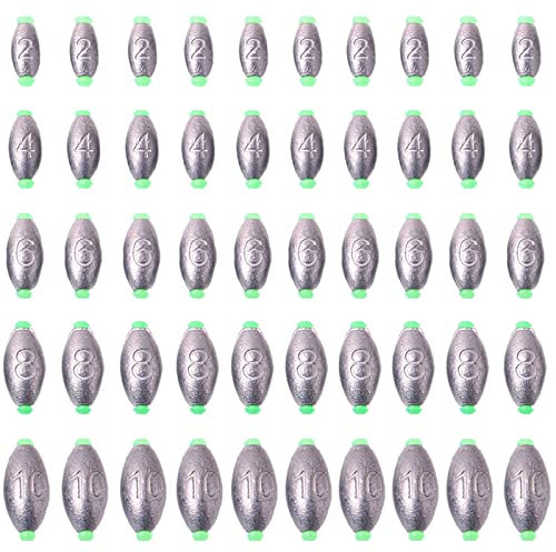 50 Stück Angeln Blei Sinker，Angeln Drop Shot Angeln Rigs Drop Shot Rig Angeln Rigs Drop Shot Rig Drop Shot Rig Schnelles Offenes (2g/4g/6g/8g/10g) für Seefischerei, Tiefsee- Und SüßWasserfisch