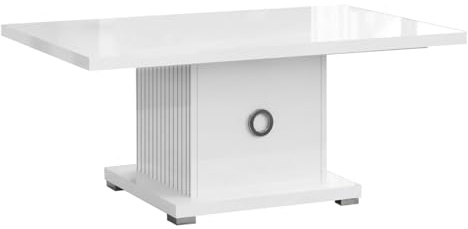 AltoBuy Marika - Table Basse Laquée Blanche avec Pied Central