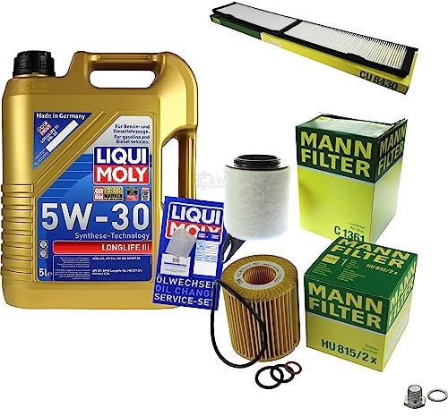 EISENFELS Inspektionspaket Wartungspaket Filterset mit 5 L Motoröl 5W-30 Ölfilter, Luftfilter, Innenraumfilter, Verschlussschraube