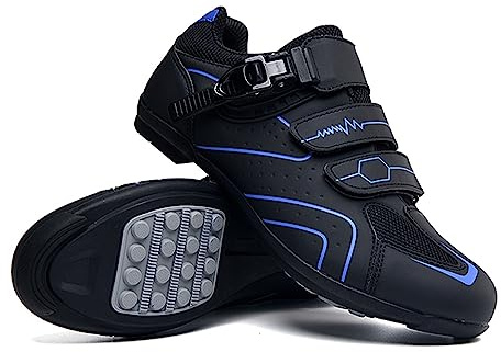 Hixingo Chaussures de Cyclisme pour Hommes, Femmes, Chaussures D'équitation sur Route et Montagne, Respirantes Caoutchouc Semelle Chaussures de Vélo sans Verrouillage