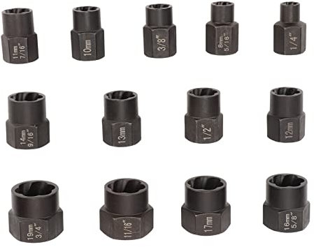 Stehbolzen-Entferner-Set, 13-teilig, Bolzenmutter-Entferner-Set, Professionelles Chrom-Molybdän-Stahl-Schraubenausdreher-Set Für Beschädigte Schrauben Mit Aufbewahrungsbox Zum Entfernen von Abisoliert
