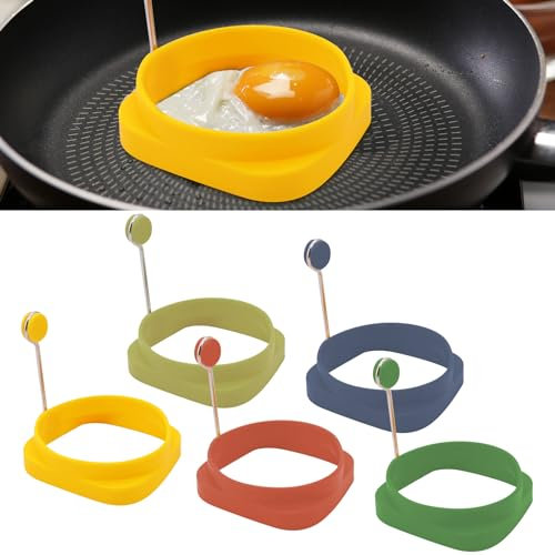 Beowanzk 5 Stück Spiegeleierformen für Die Pfanne, Pancake, Spiegeleiform, Spiegeleier, Pochierte Eier Form, Doppelseitig Nutzbar Mit Griffen