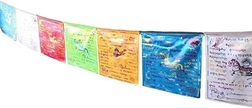 Günstige Luftschlangen,Gartenfahne, Goldene Schrift-Gebetsfahne des tibetischen Buddhismus, handgefertigte Goldschrift-Windpferd-Flagge des Guanyin-Mantras, 17,5 Fuß × 21 Lungta-Flaggen (Farbe: B) ( C