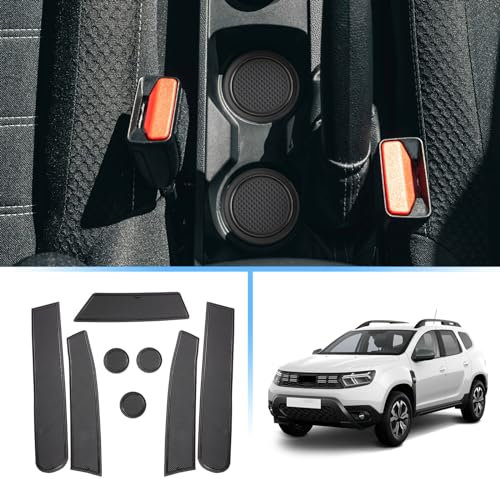 Coleya Non-Slip Mats Compatible with Dacia Duster 2022 2023, Rubber Mats for Center Console, Cup Holder, Door Seam, Dacia Duster Accessories Car Mat (Black)