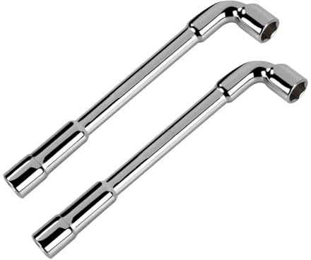 Leliafleury 2Pcs 13mm L Shaped Angled Socket Spanner, Hex Tubular Socket Wrench, Chromium Vanadium Steel Double Ended Wrenches for General Repairing, Pipeline, Bicycle Car Maintenance