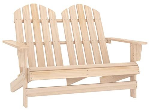 Gecheer 2-Sitzer Adirondack Gartenbank Terrassenbank Parkbank Sitzbank Holzbank Balkonbank 2 Sitzer Bank Gartenmöbel Bank für Balkon, Terrasse & Garten, Massivholz Tanne Weiß