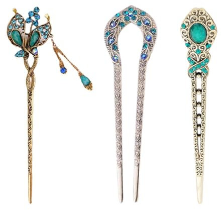 LEEQ 3pcs Antike Haarnadel Chinesische - Bronze Haarstab, Vintage Hair Sticks, Vintage Haarstäbchen, Retro Hair Sticks, Damen Haarstab, Elegant Haarstab für Dekoratives Haar Feste Frisur