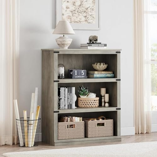 HAUSPROFI 3 Etagen Bücherregal - Bücherregale mit Lagerung, 102 cm Hohe Bücherregal Holz Offene Anzeige Bücherregal Schmal, Bücherregal für Wohnzimmer, Schlafzimmer, Büro, 80 * 32 * 101 cm