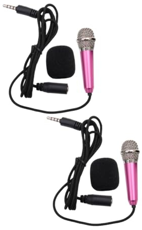 TOYANDONA 2 Piezas Mini Micrófono Portátil Auriculares con Micrófono Auriculares Supraaurales con Micrófono Mini Micrófono Universal Micrófono De Mano Pequeño Micrófono Inalámbrico Rosa