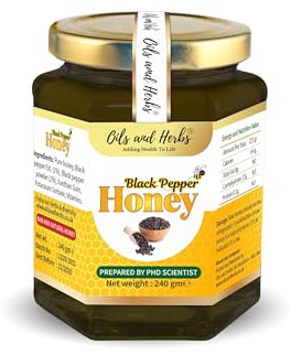 Premium Herbal Infused Raw Honey Collection- 100% Natural with No fillers or Binders Added. Multiple Flavours - Good Health Benefits with Every Spoon (Black Pepper Honey)