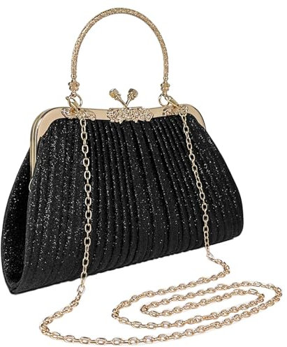Damen Clutch Abendtasche Klein Handtasche Kette Abendtasche Elegante Brauttasche Glitzer Crossbody Schultertaschen für Hochzeit Party Disko