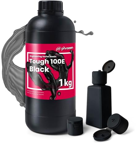 Phrozen Tough 100E 3D Drucker Harz| 405nm Photopolymer Engineering Resin für LCD Printer | Stoßfestigkeit mit moderater Steifigkeit - Schwarz (1kg)