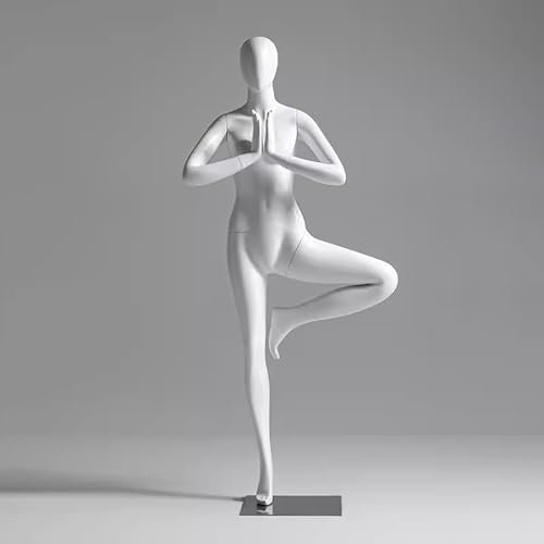schaufensterpuppe weiblich kleiderpuppe mannequin Yoga-Übungspuppen in verschiedenen Haltungen, leicht zusammenzubauende weiße Stehpuppe, beweglicher Oberkörper in Lebensgröße, Ganzkörper-Puppe für da