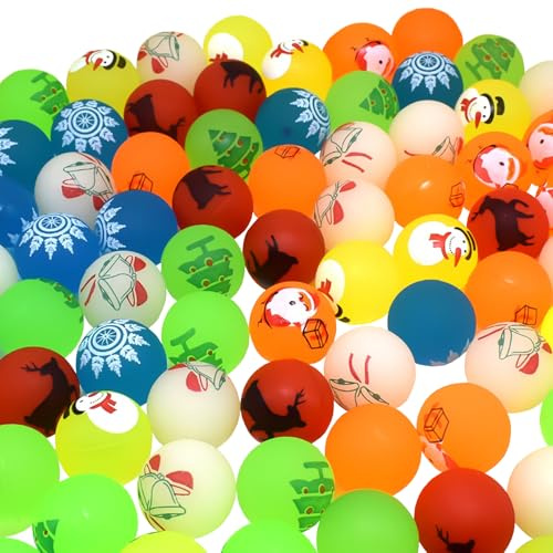 ZhuXIXILiang 24 Stück bunte Weihnachtsleucht-Elastikbälle - 30 mm Durchmesser, Kunststoffmaterial, 24-teiliges Paket