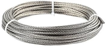 OZXJW 20/50/100 mm 0,8/1,5/2/1,5/3/4 mm Durchmesser Stahldraht blankes Seil Hebekabel Linie Wäscheleine rostfrei 304 Edelstahl 7 * 7(100M,2mm)