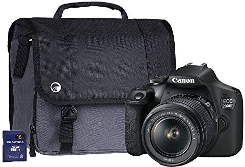 Canon EOS 2000D SLR Camera Kit with EF-S 18-55 mm IS Lens/16 GB SD Card and Case - Black (Renewed)